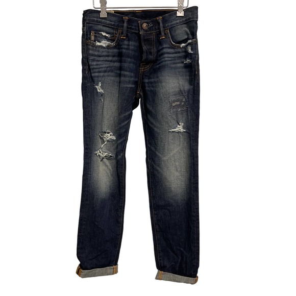 Abercrombie &‎ Fitch Distressed Dark Blue The A&F Skinny Jeans Size 28x30 NWT - Picture 1 of 11